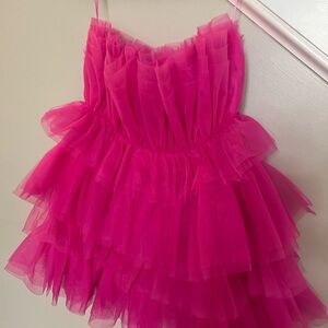 NWT Altar’d State Hot pink fluffy dress! Size M